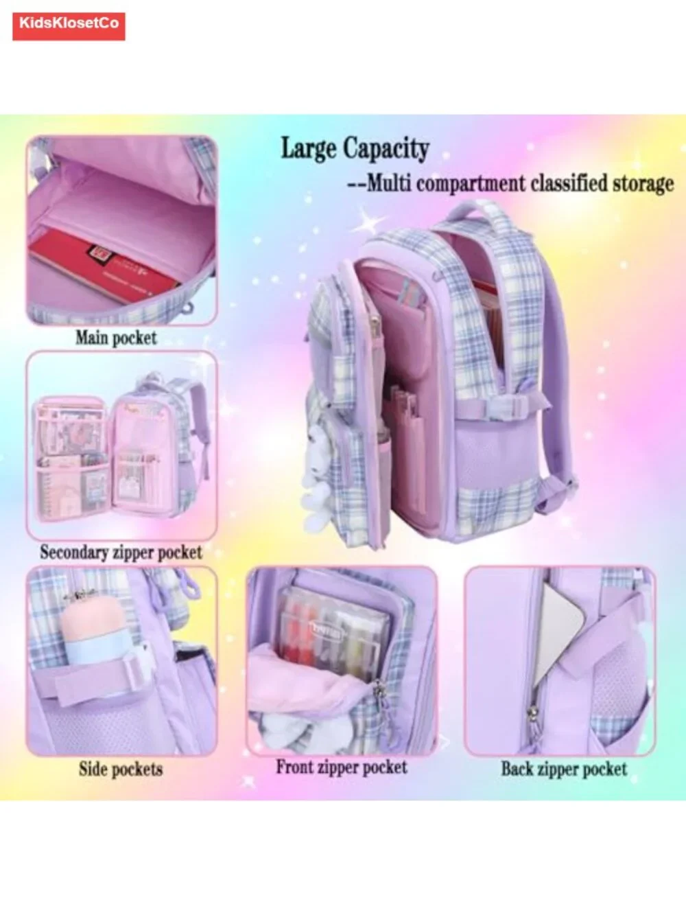 Cute Rabbit Kids Backpack with Pencil Case Set, Nylon